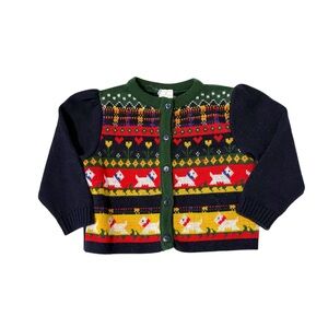 Vintage Size 18M Rare Acrylic Christmas Scottish Terrier Sweater Blue Green